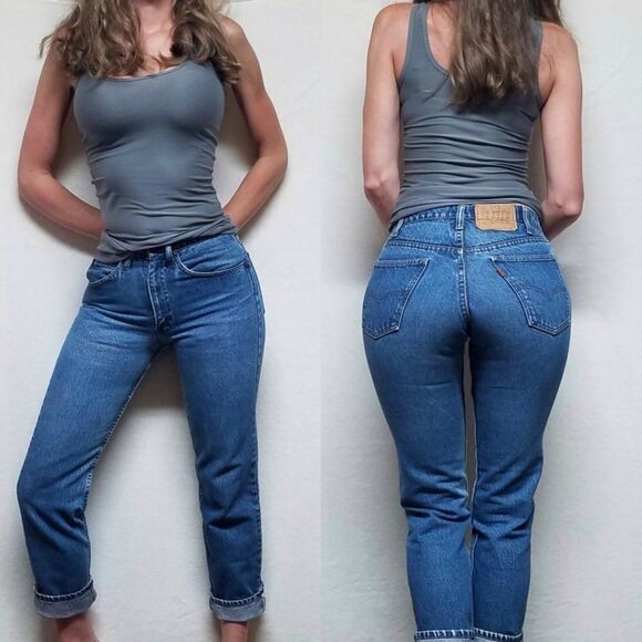 VINTAGE 80s Levi's 505 Orange Tab Wedgie Mom Jeans - Picture 1 of 15